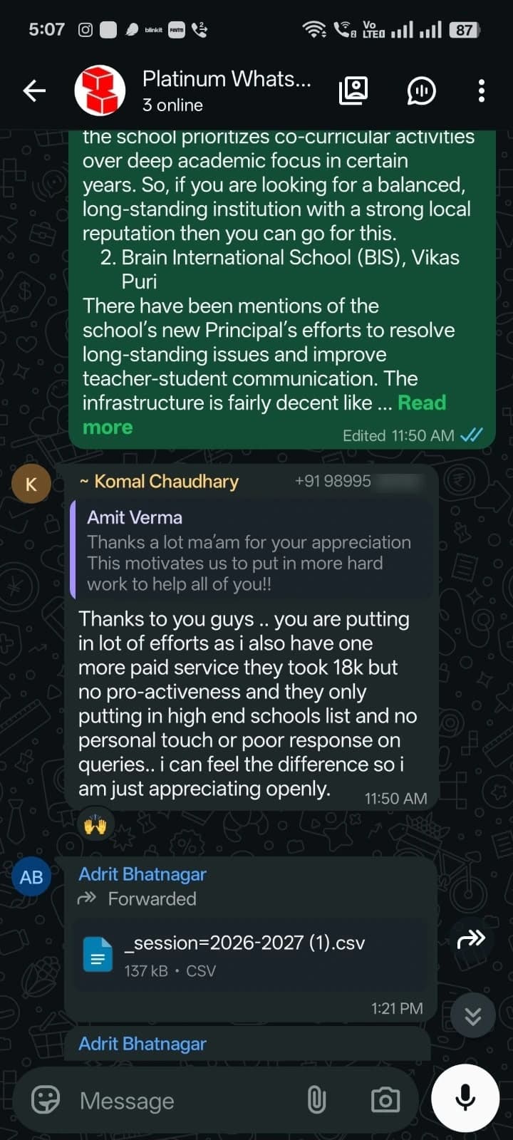 WhatsApp Testimonial 1