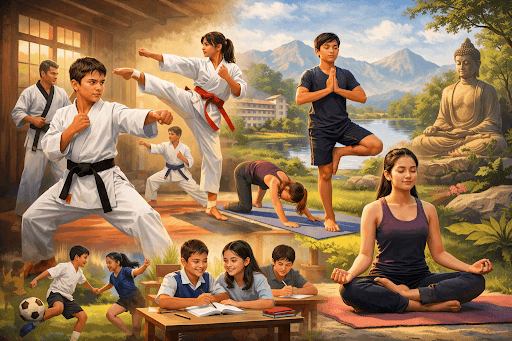 Strength and Balance Through Karate and Yoga in School Life