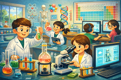 Where Curiosity Meets Discovery: Well-Equipped Laboratories at Goldenbee Global School, Horamavu