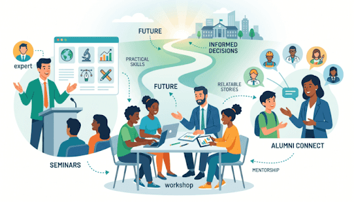 How Workshops, Seminars & Alumni Connect Act as Forms of Career Guidance